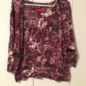 Elle Purple Printed Dressy Long Sleeve Tee